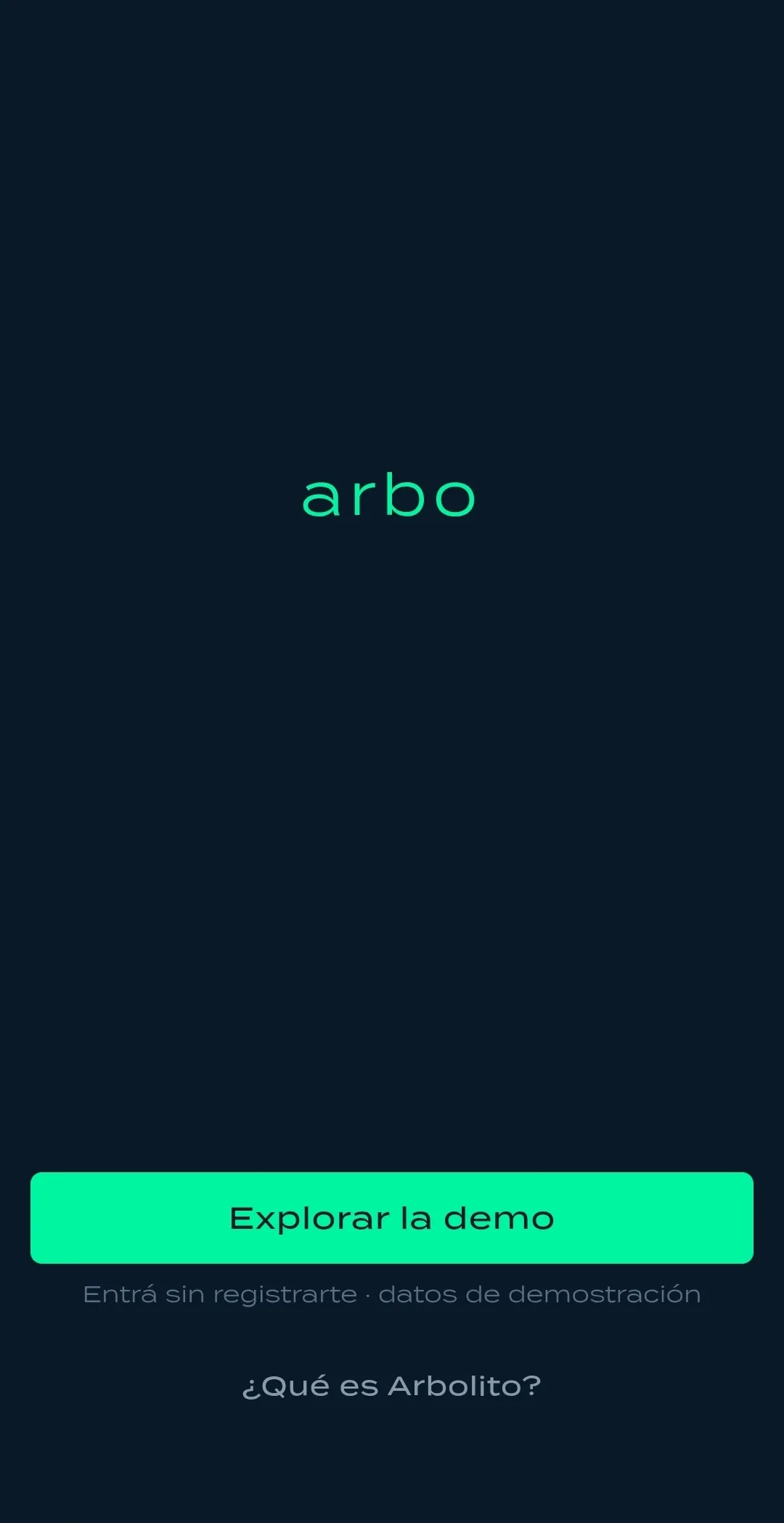 Pantalla de ingreso con la marca arbo
